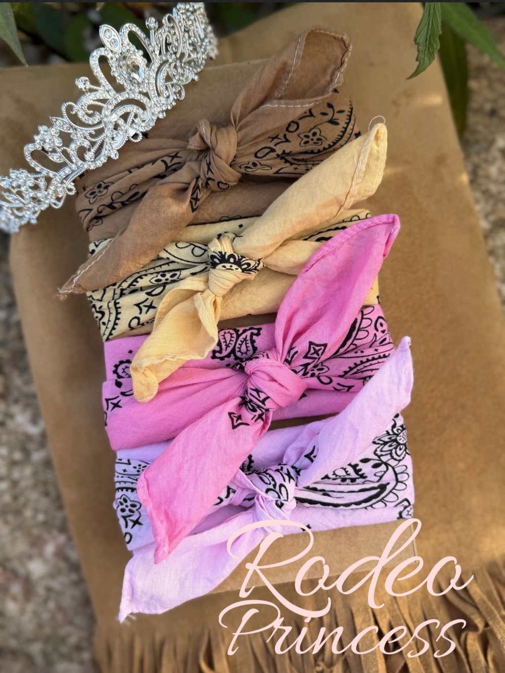 BANDANAS Bandana Set ⭐️NWT Set of 5 “ Rodeo Princess” Cotton Hand Dyed - Picture 2 of 15